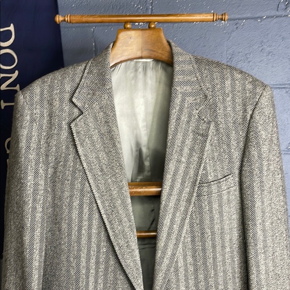 Vintage Men's Gray Herringbone Blazer Land’s End - Picture 1 of 2